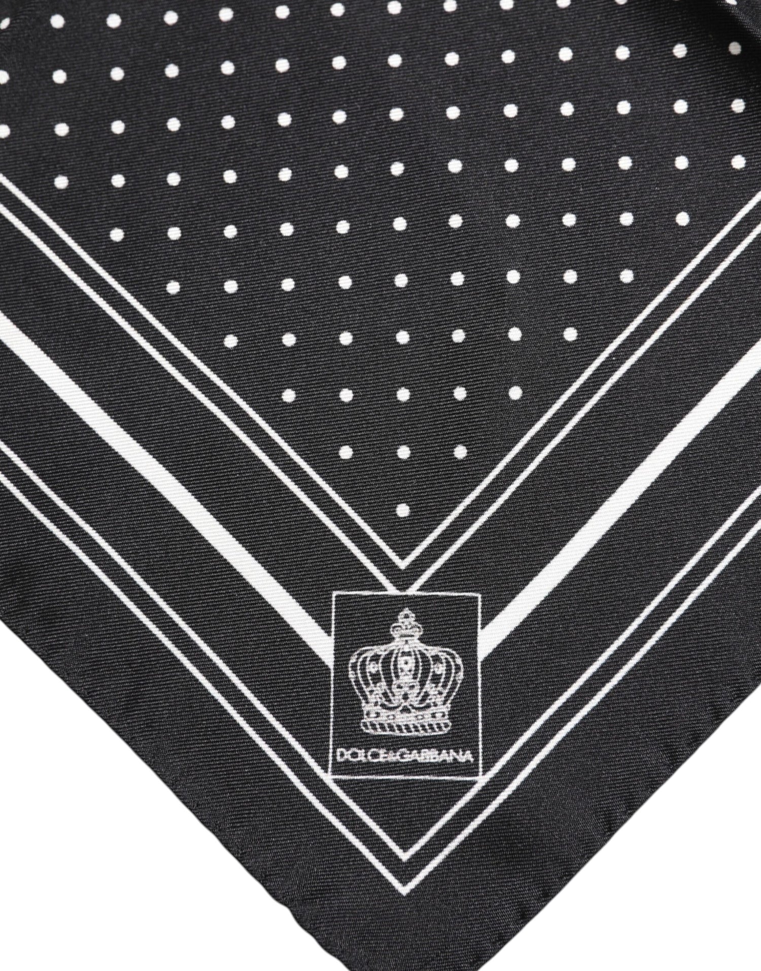Dolce &amp; Gabbana Black White Polka Dot Men Foulard Scarf