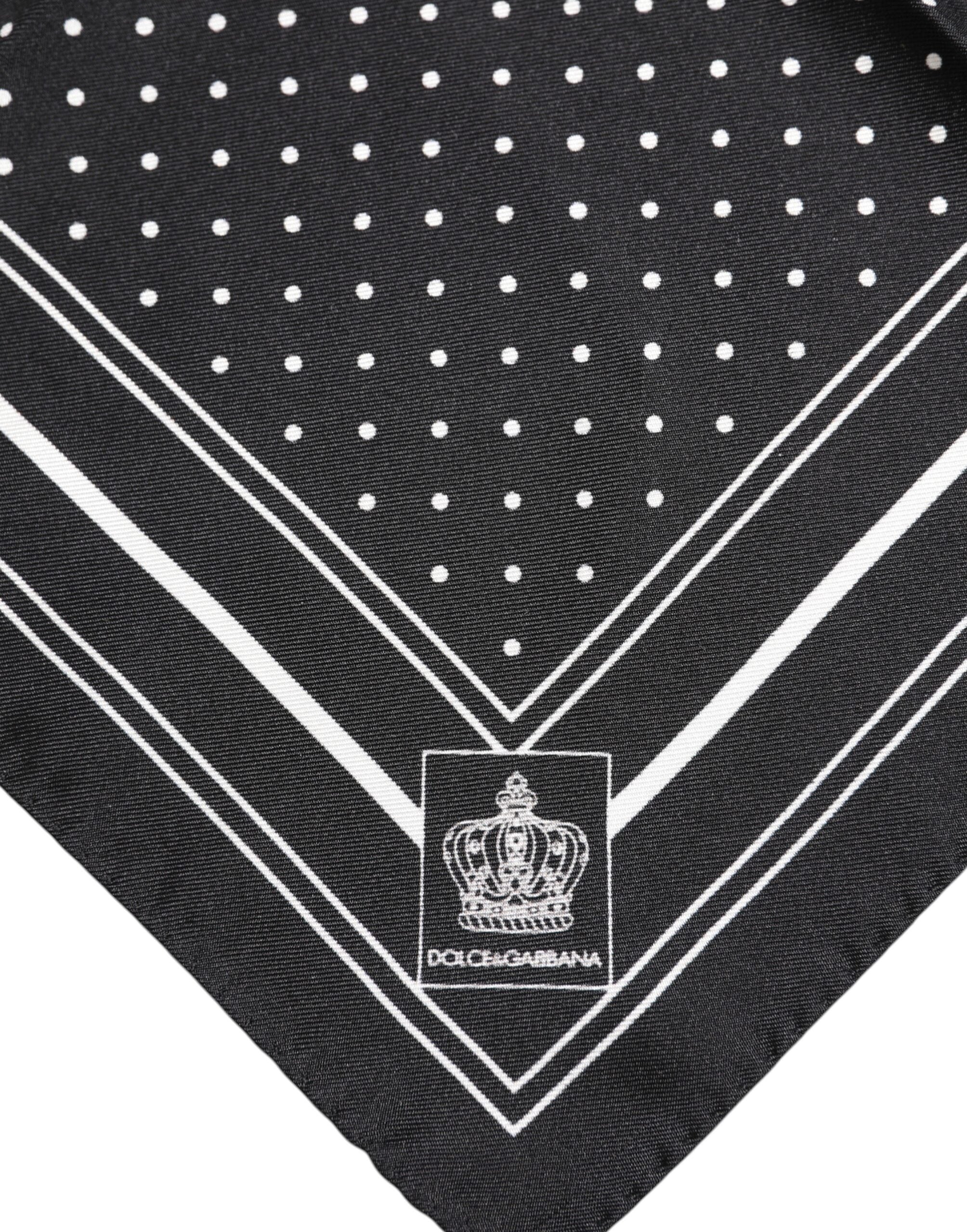 Dolce &amp; Gabbana Black White Polka Dot Men Foulard Scarf