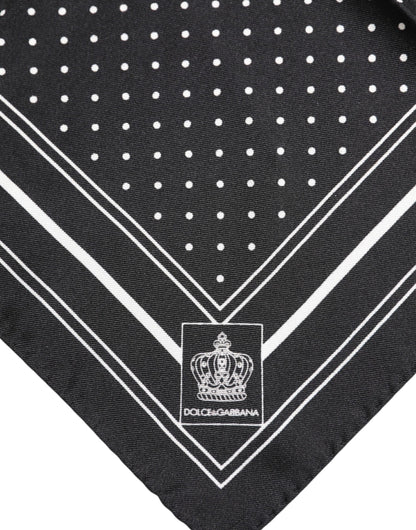 Dolce &amp; Gabbana Black White Polka Dot Men Foulard Scarf