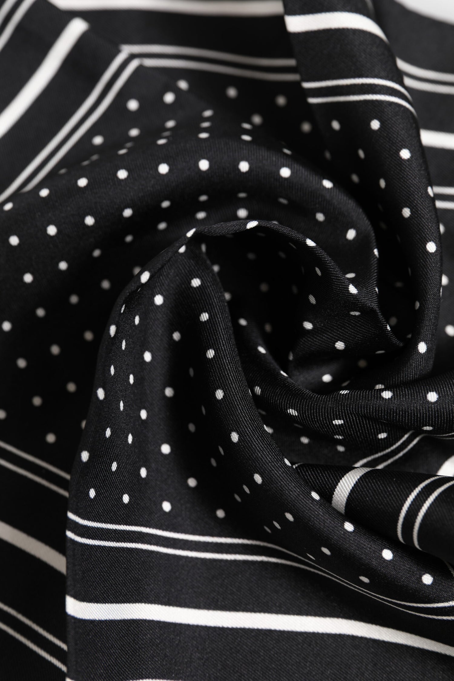 Dolce &amp; Gabbana Black White Polka Dot Men Foulard Scarf
