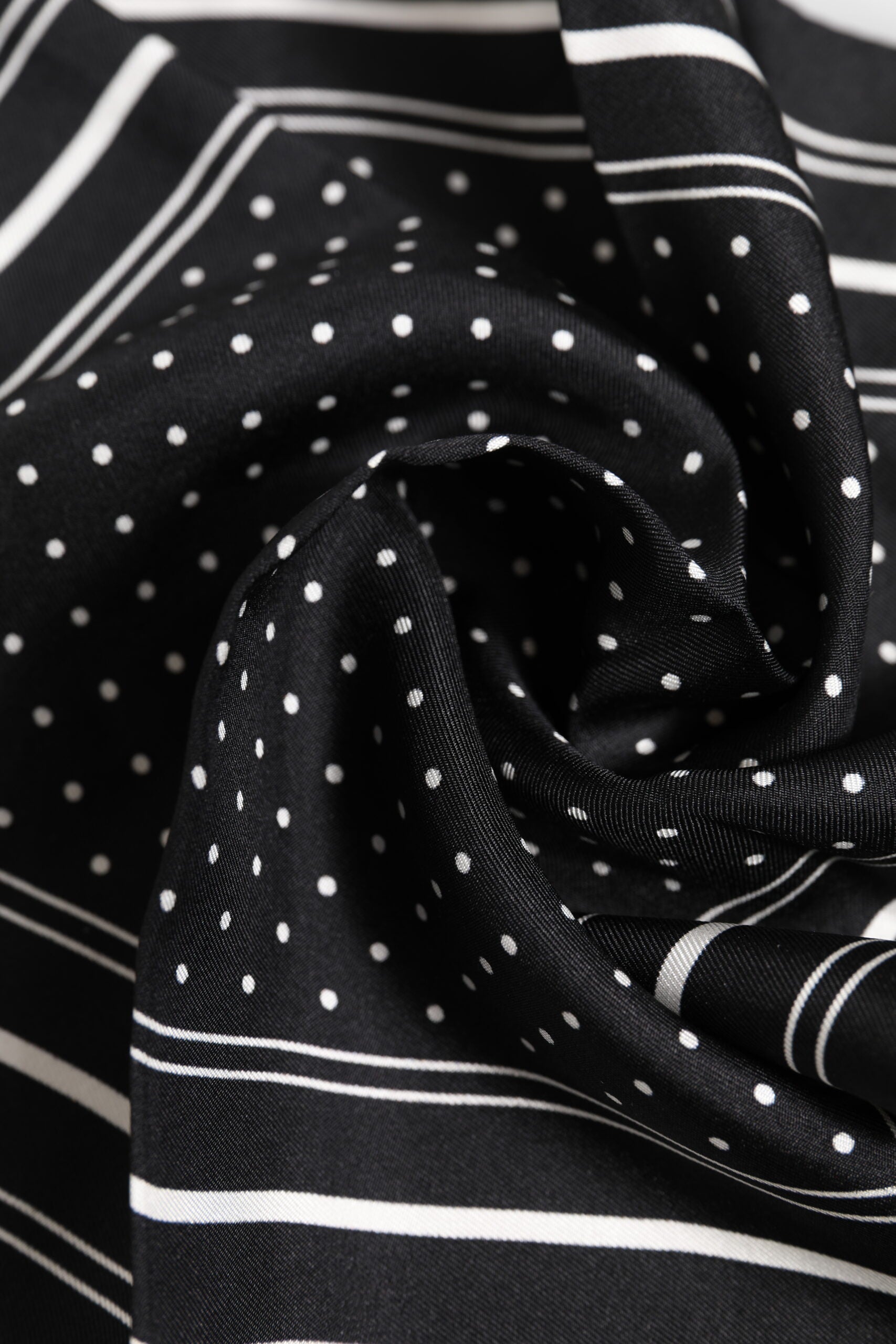 Dolce &amp; Gabbana Black White Polka Dot Men Foulard Scarf