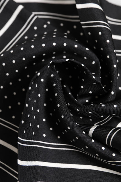 Dolce &amp; Gabbana Black White Polka Dot Men Foulard Scarf