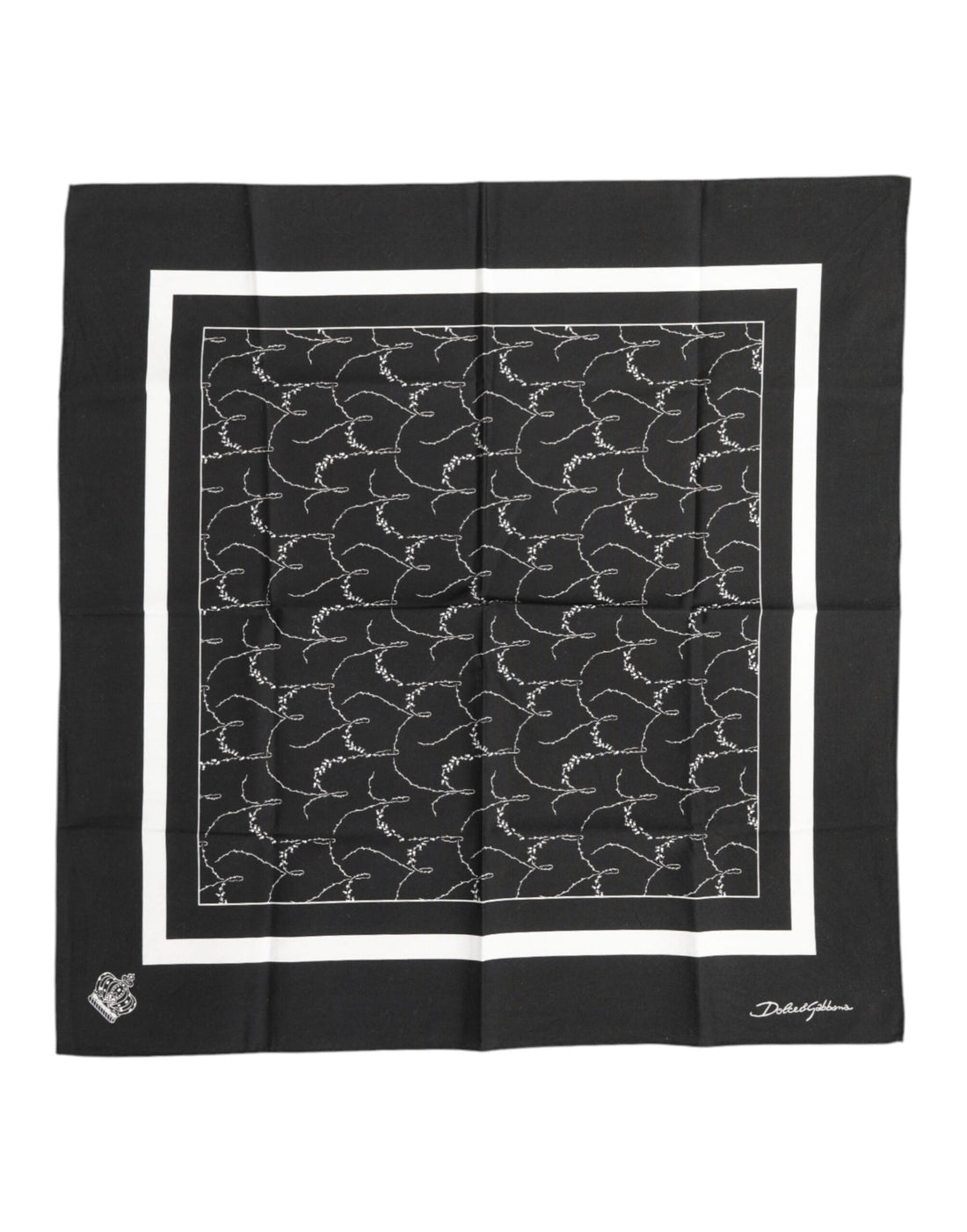 Dolce &amp; Gabbana Black White Printed Square Foulard Scarf