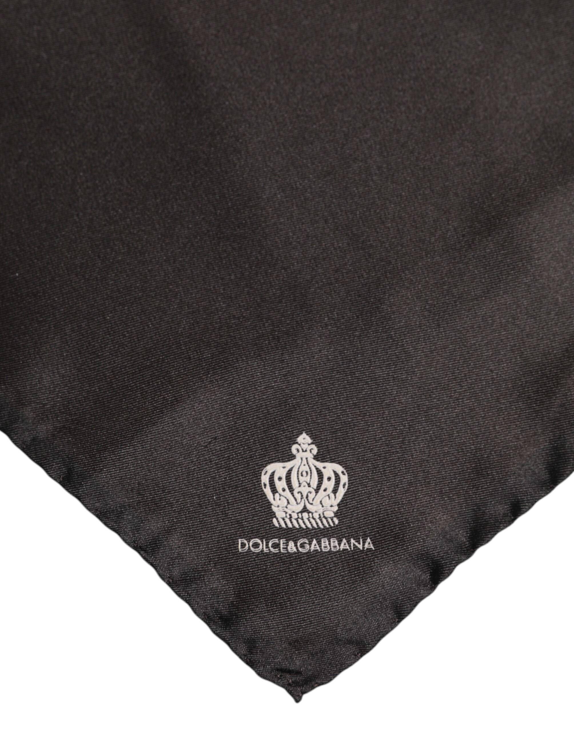 Dolce &amp; Gabbana Brown DG Crown Silk Square Men Foulard Scarf