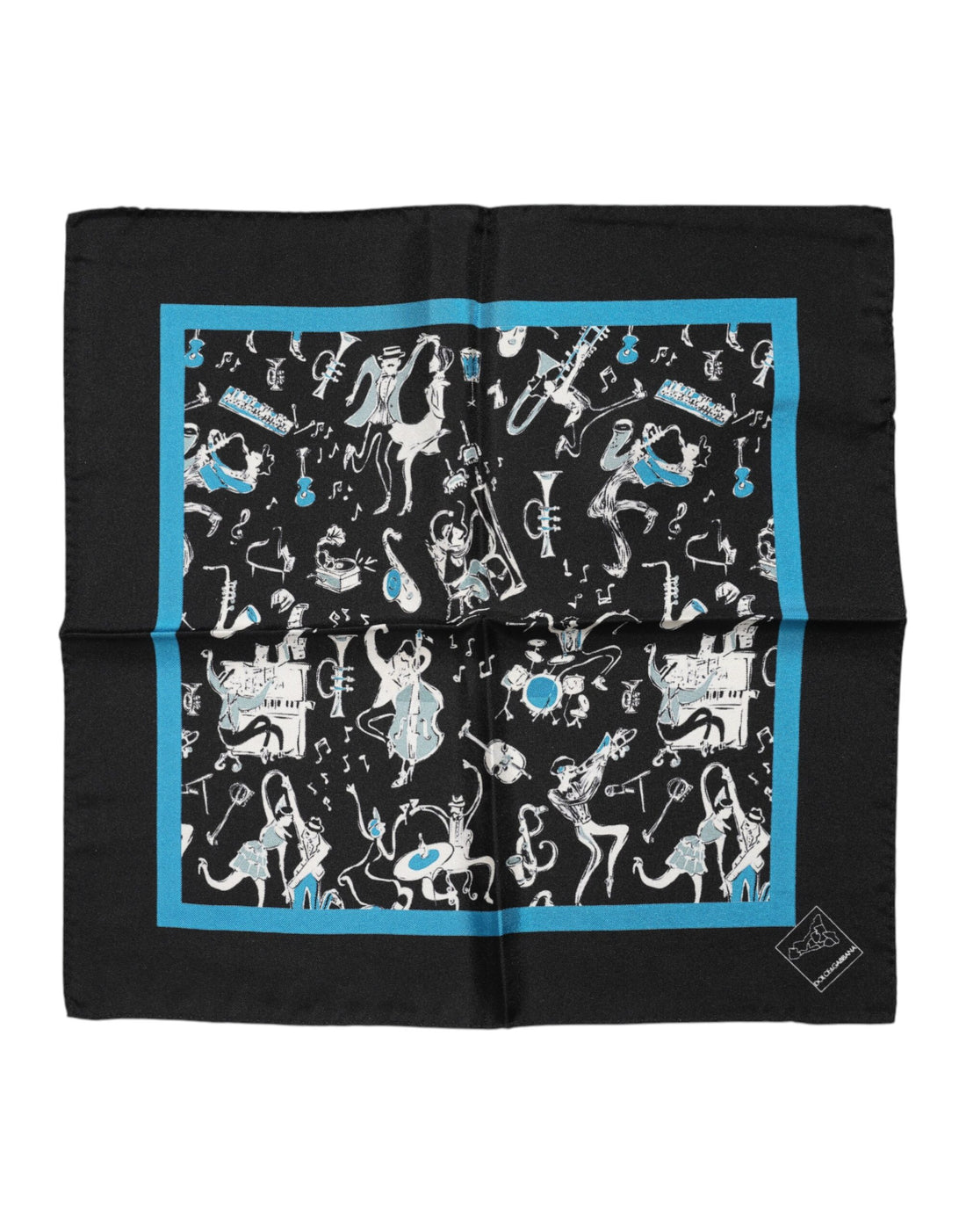 Dolce &amp; Gabbana Black Jazz Club Silk Square Men Foulard Scarf