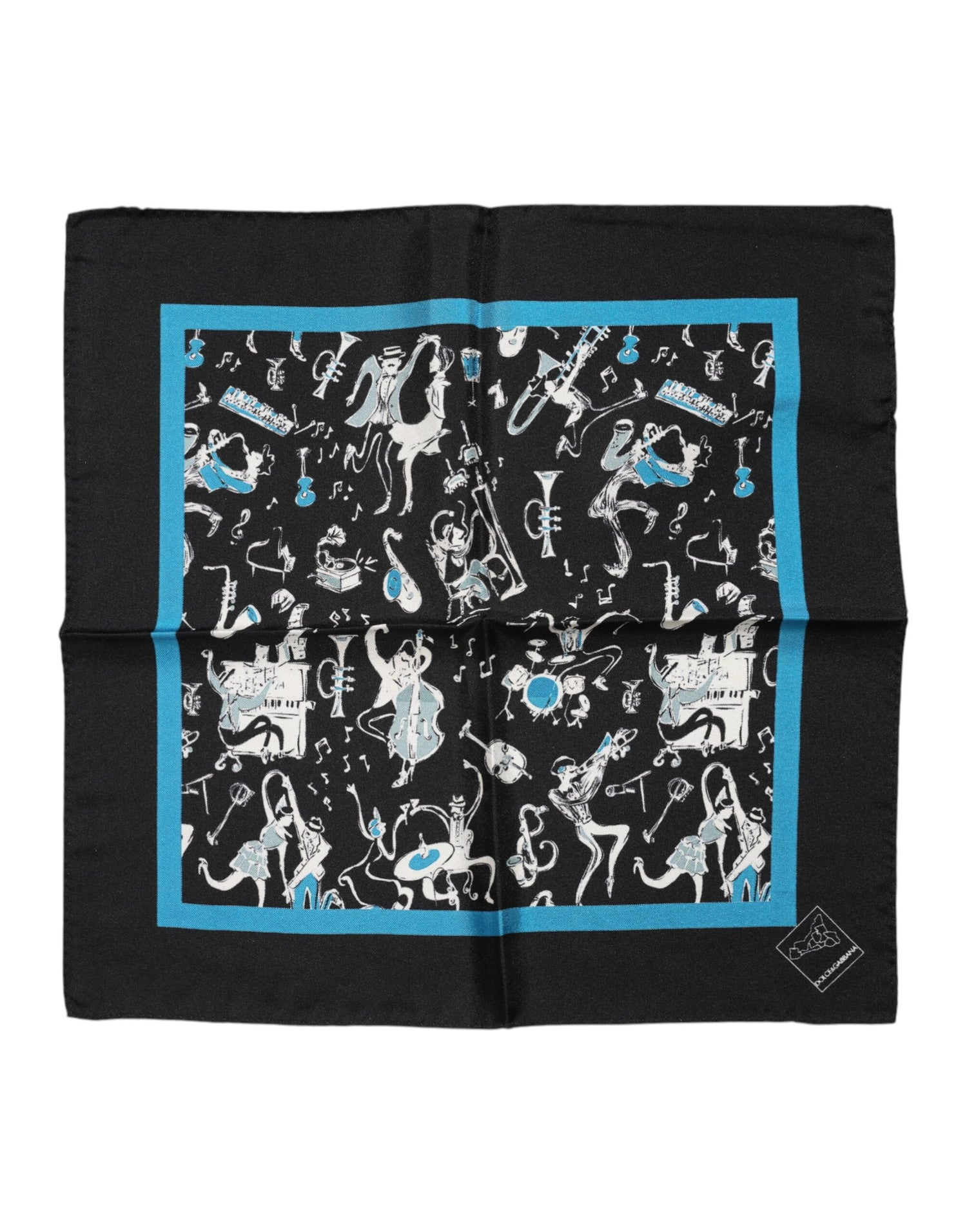 Dolce &amp; Gabbana Black Jazz Club Silk Square Men Foulard Scarf