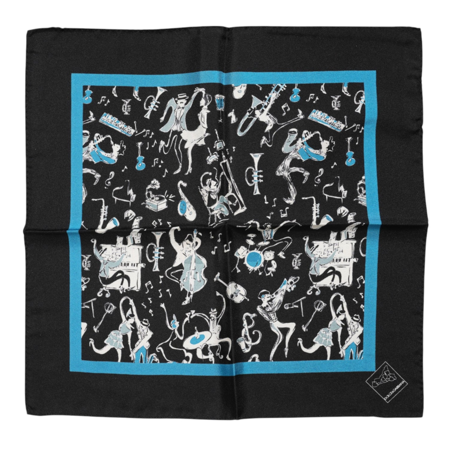 Dolce &amp; Gabbana Black Jazz Club Silk Square Men Foulard Scarf