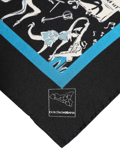 Dolce &amp; Gabbana Black Jazz Club Silk Square Men Foulard Scarf