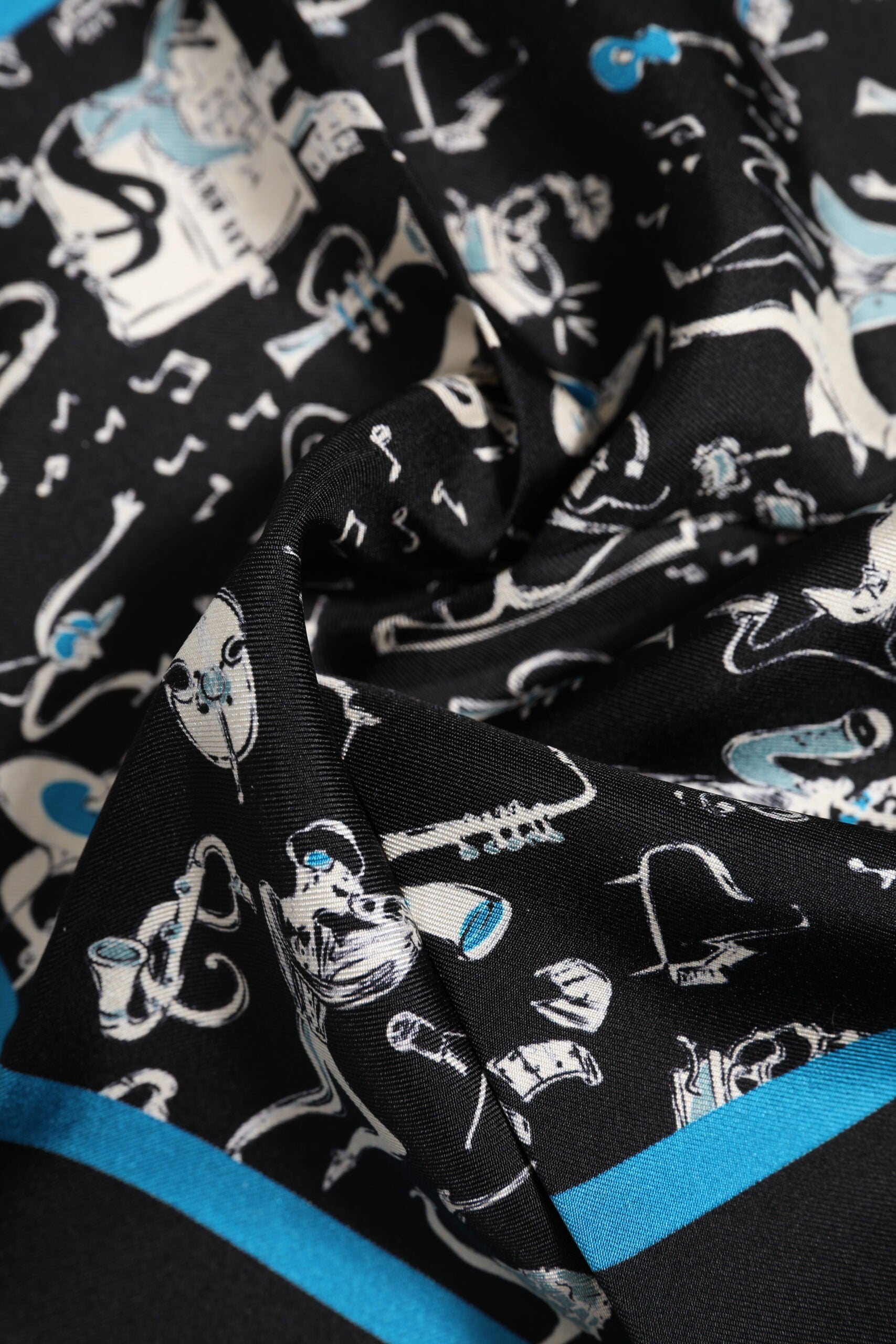 Dolce &amp; Gabbana Black Jazz Club Silk Square Men Foulard Scarf