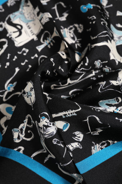 Dolce &amp; Gabbana Black Jazz Club Silk Square Men Foulard Scarf