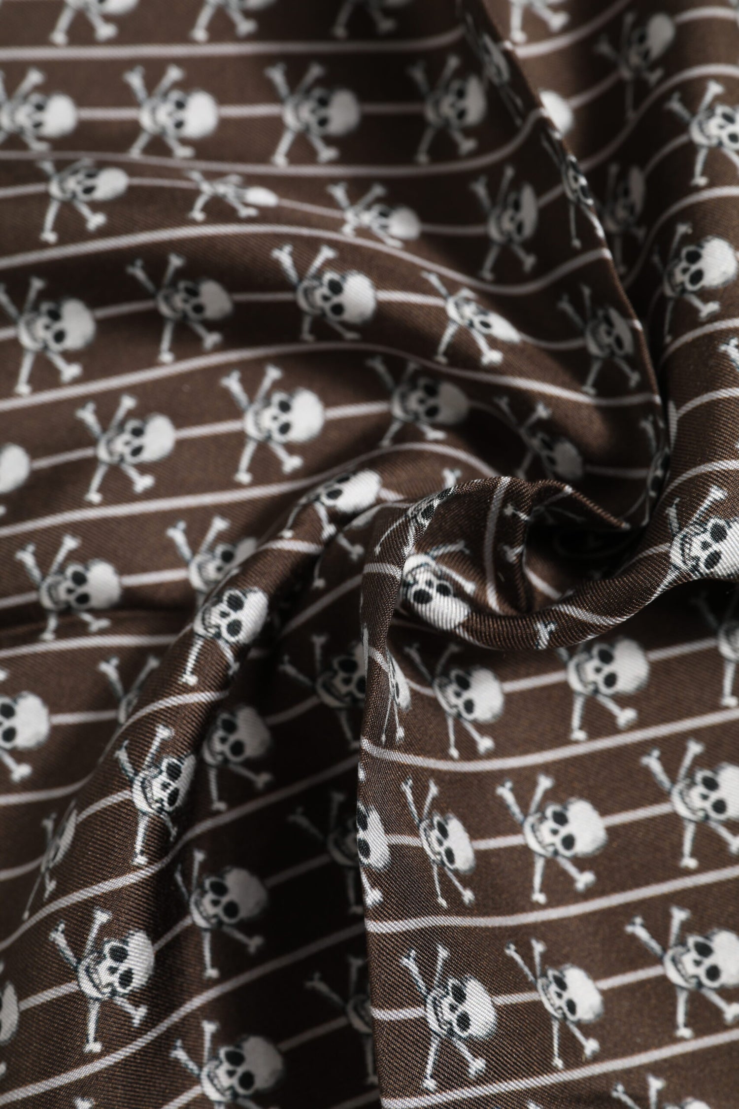 Dolce &amp; Gabbana Brown Skull Silk Square Men Foulard Scarf