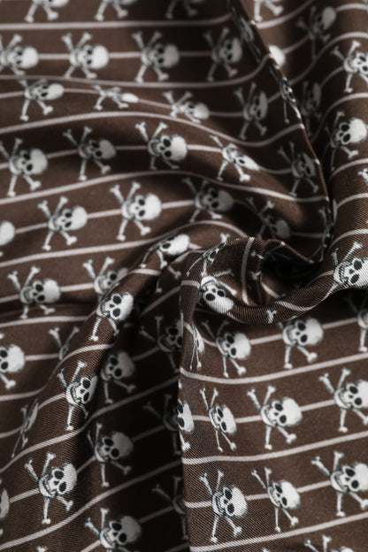 Dolce &amp; Gabbana Brown Skull Silk Square Men Foulard Scarf