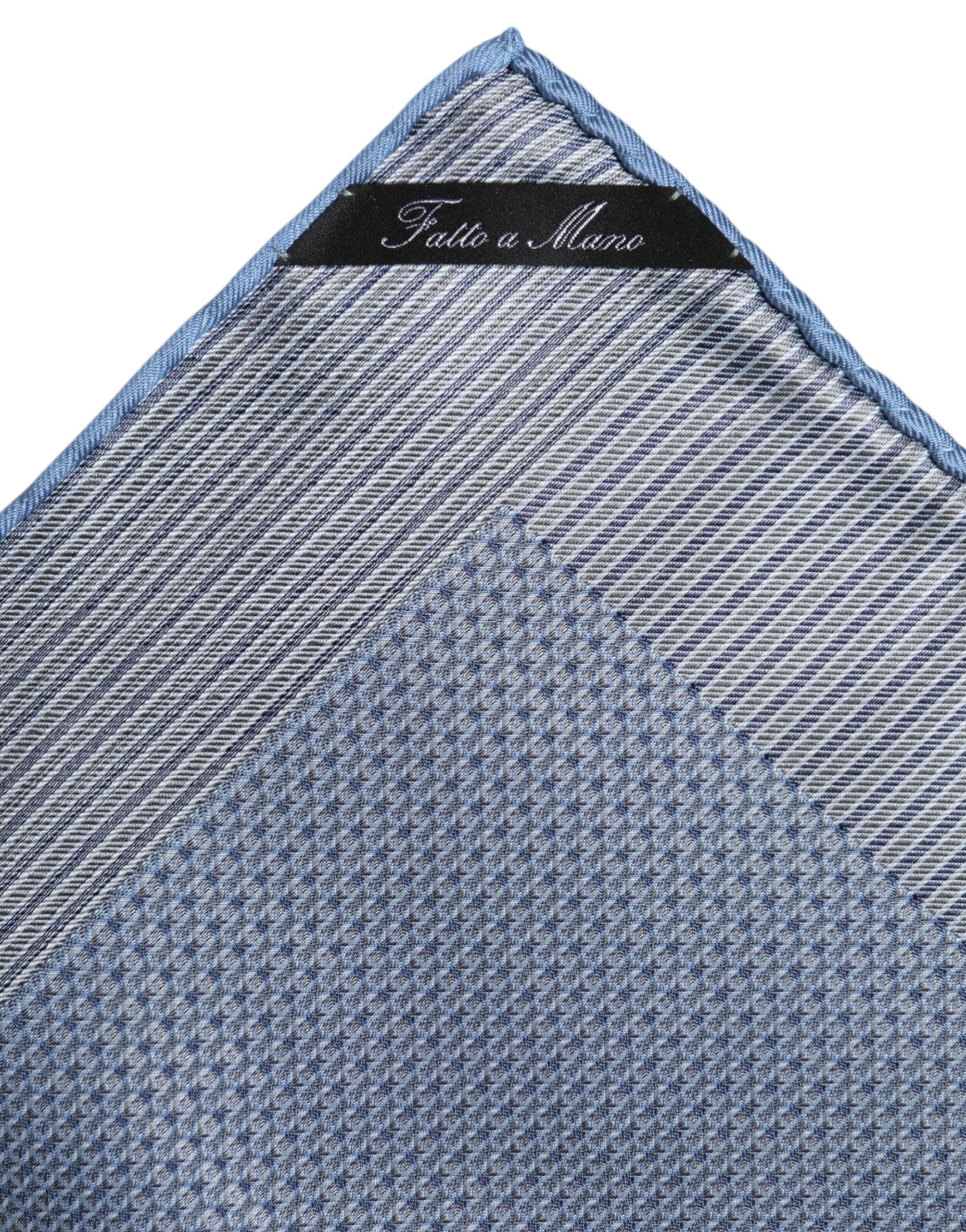 Dolce &amp; Gabbana Light Blue Silk Square Men Foulard Scarf