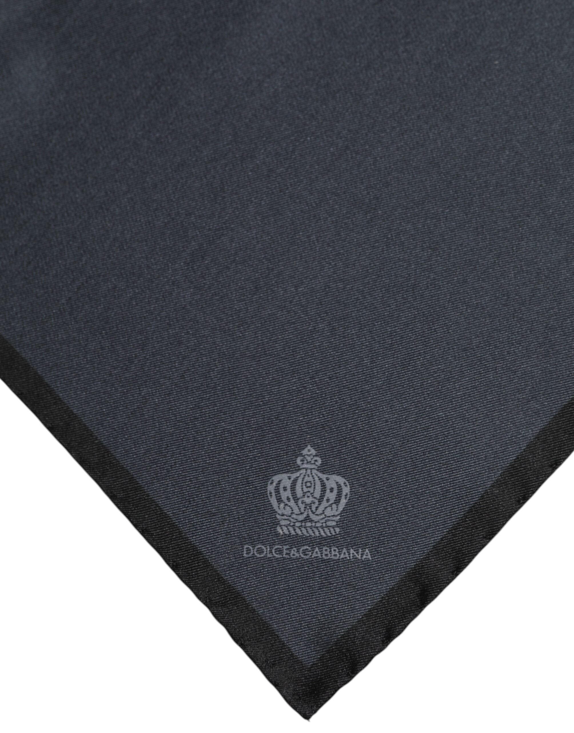 Dolce &amp; Gabbana Dark Gray DG Crown Silk Square Foulard Scarf