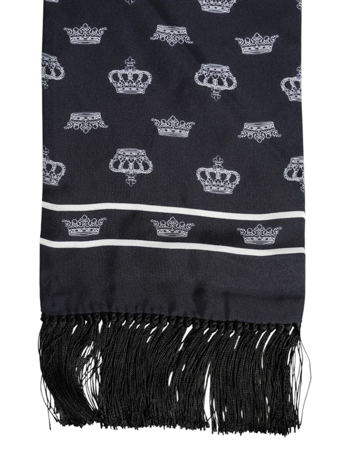 Dolce &amp;amp; Gabbana Svart Siden Kronfransar Herr Foulard Halsduk
