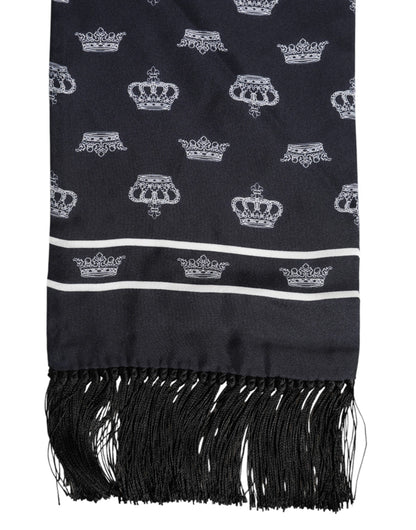 Dolce &amp;amp; Gabbana Svart Siden Kronfransar Herr Foulard Halsduk