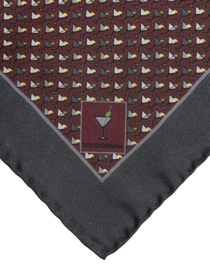 Dolce &amp;amp; Gabbana Rödbrun Cocktail Sidensjalett Fyrkantig Foulard