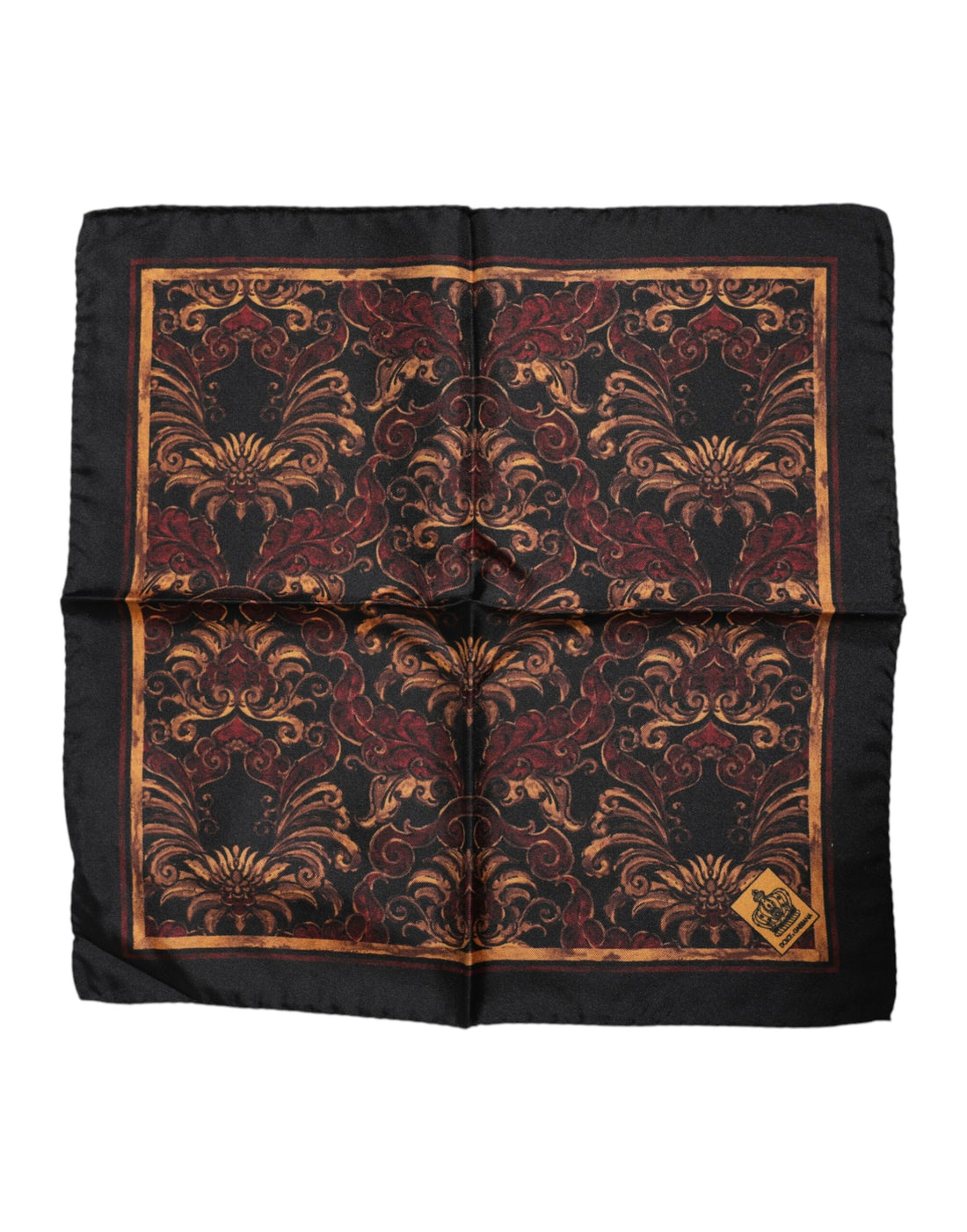 Dolce &amp; Gabbana Black Floral Silk Square Men Foulard Scarf