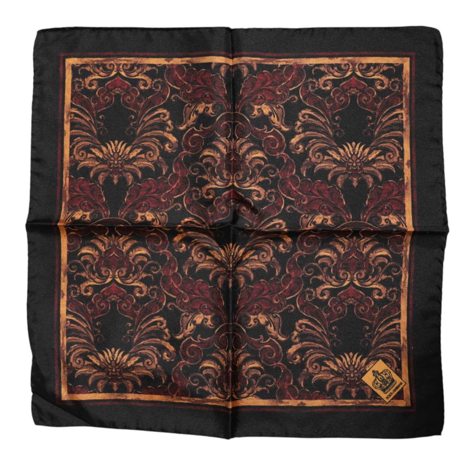 Dolce &amp;amp; Gabbana Svart Blommig Siden Fyrkantig Herr Foulard Halsduk
