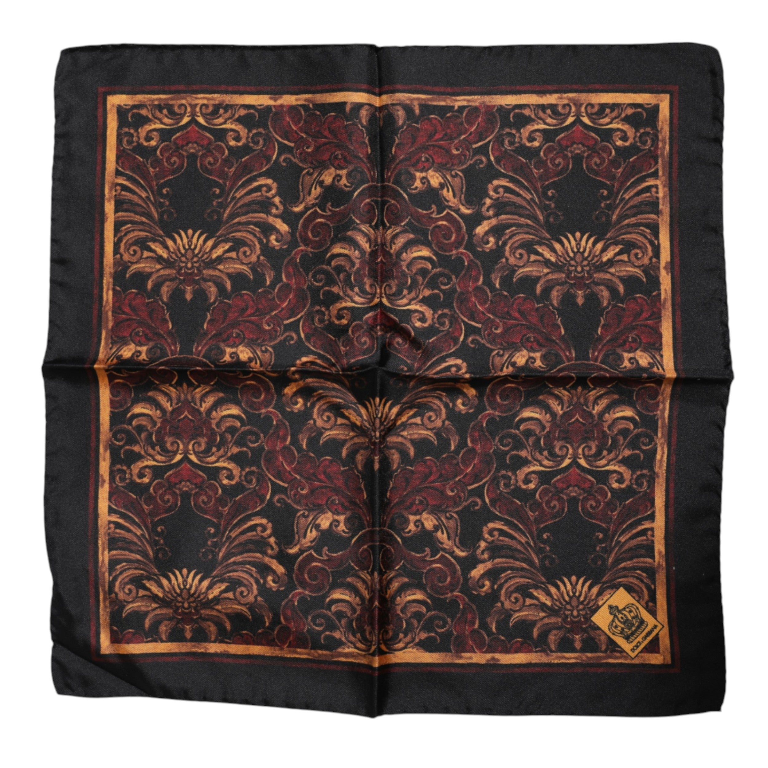 Dolce &amp;amp; Gabbana Svart Blommig Siden Fyrkantig Herr Foulard Halsduk