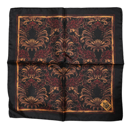 Dolce &amp;amp; Gabbana Svart Blommig Siden Fyrkantig Herr Foulard Halsduk