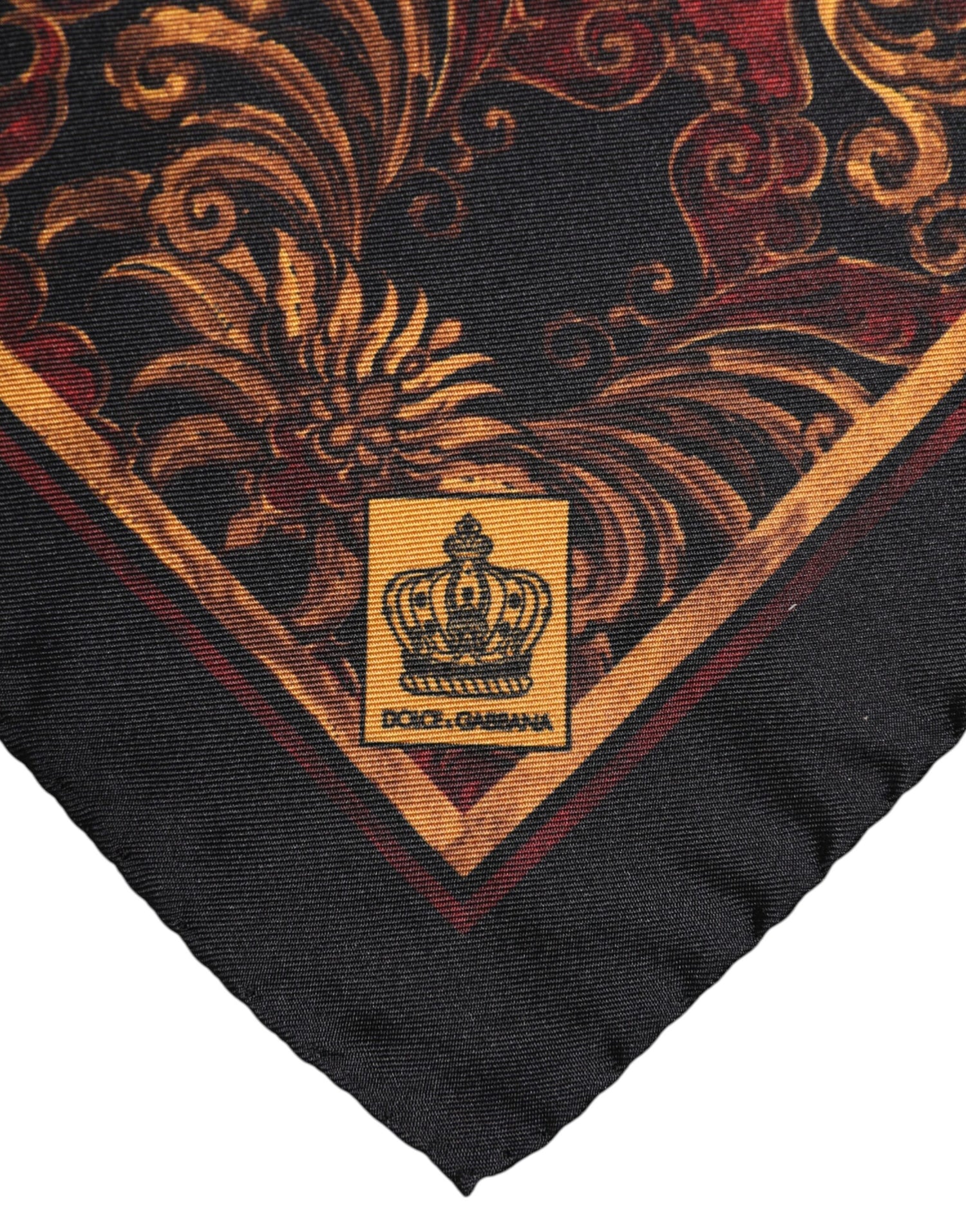 Dolce &amp;amp; Gabbana Svart Blommig Siden Fyrkantig Herr Foulard Halsduk