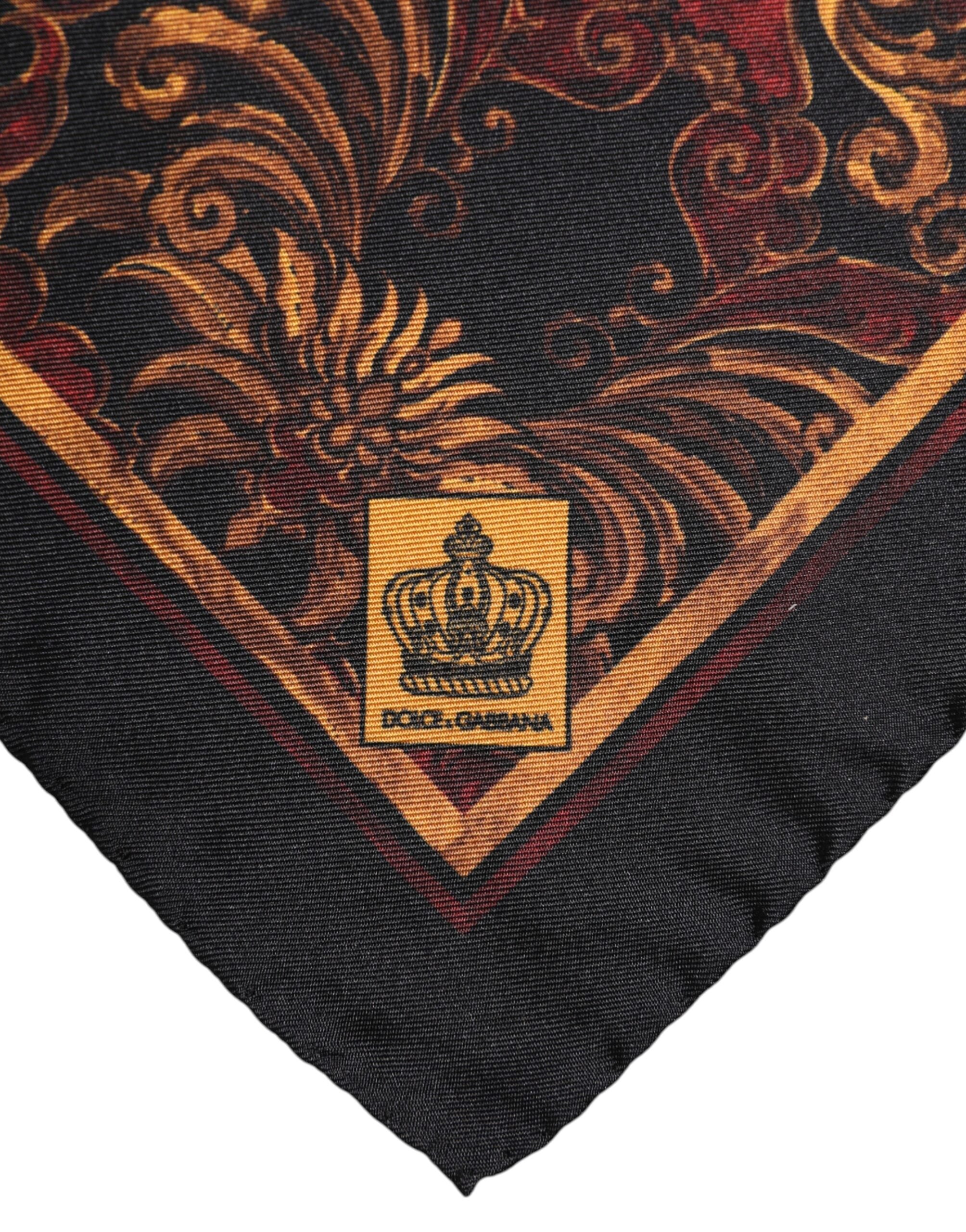 Dolce &amp;amp; Gabbana Svart Blommig Siden Fyrkantig Herr Foulard Halsduk