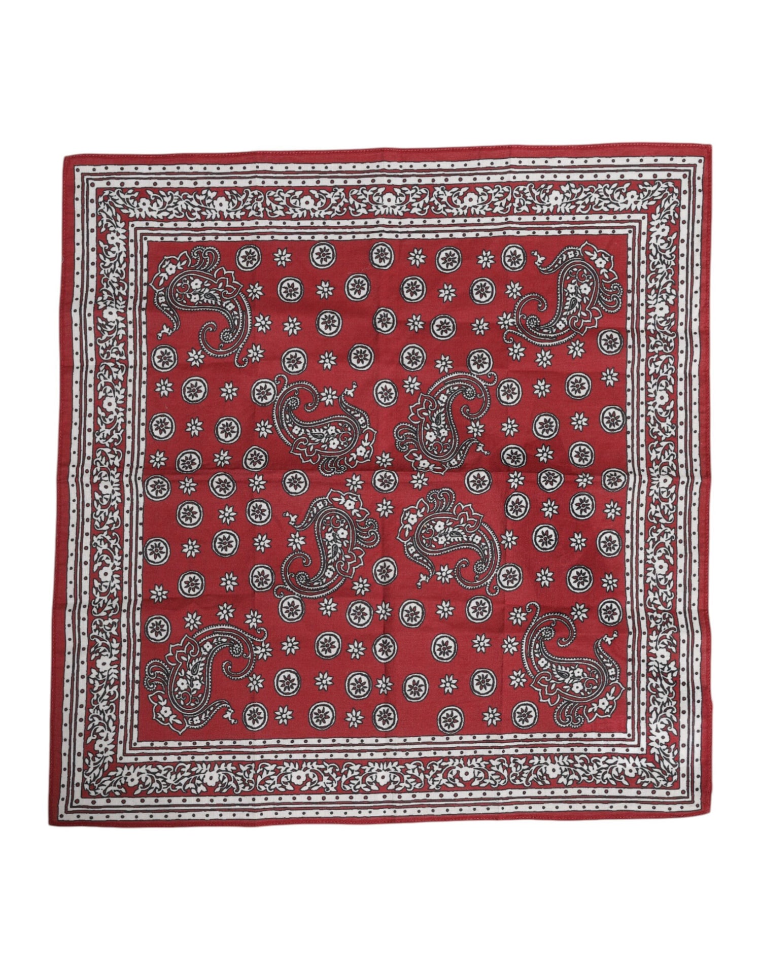Dolce &amp; Gabbana Red Floral Cotton Square Foulard Scarf