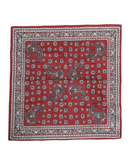 Dolce &amp; Gabbana Red Floral Cotton Square Foulard Scarf
