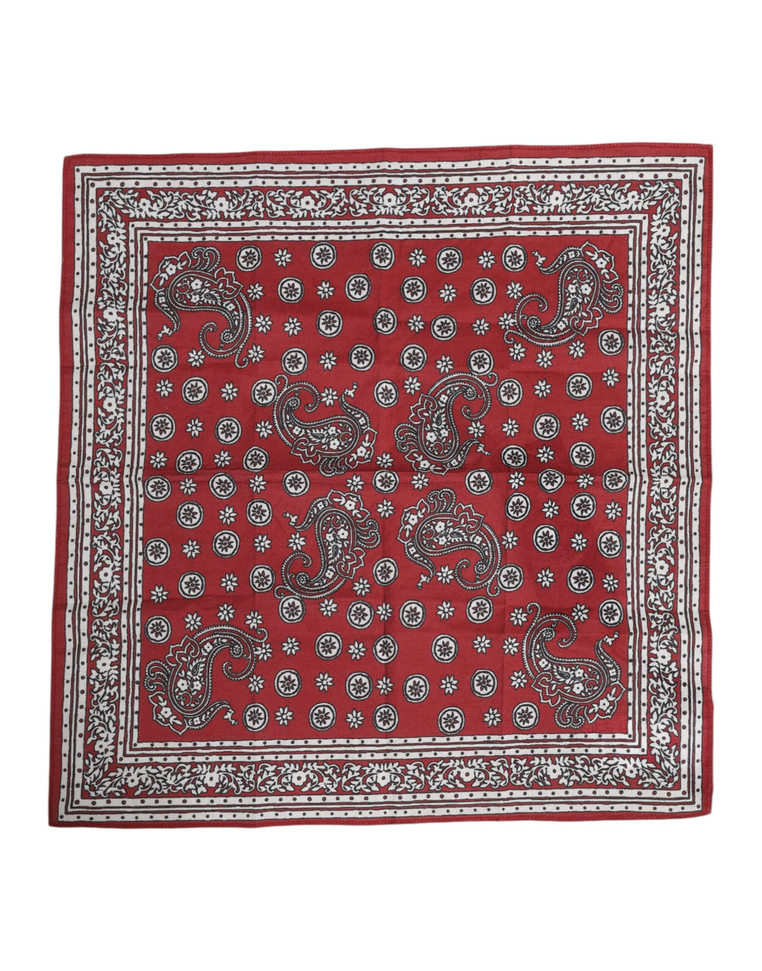 Dolce &amp; Gabbana Red Floral Cotton Square Foulard Scarf
