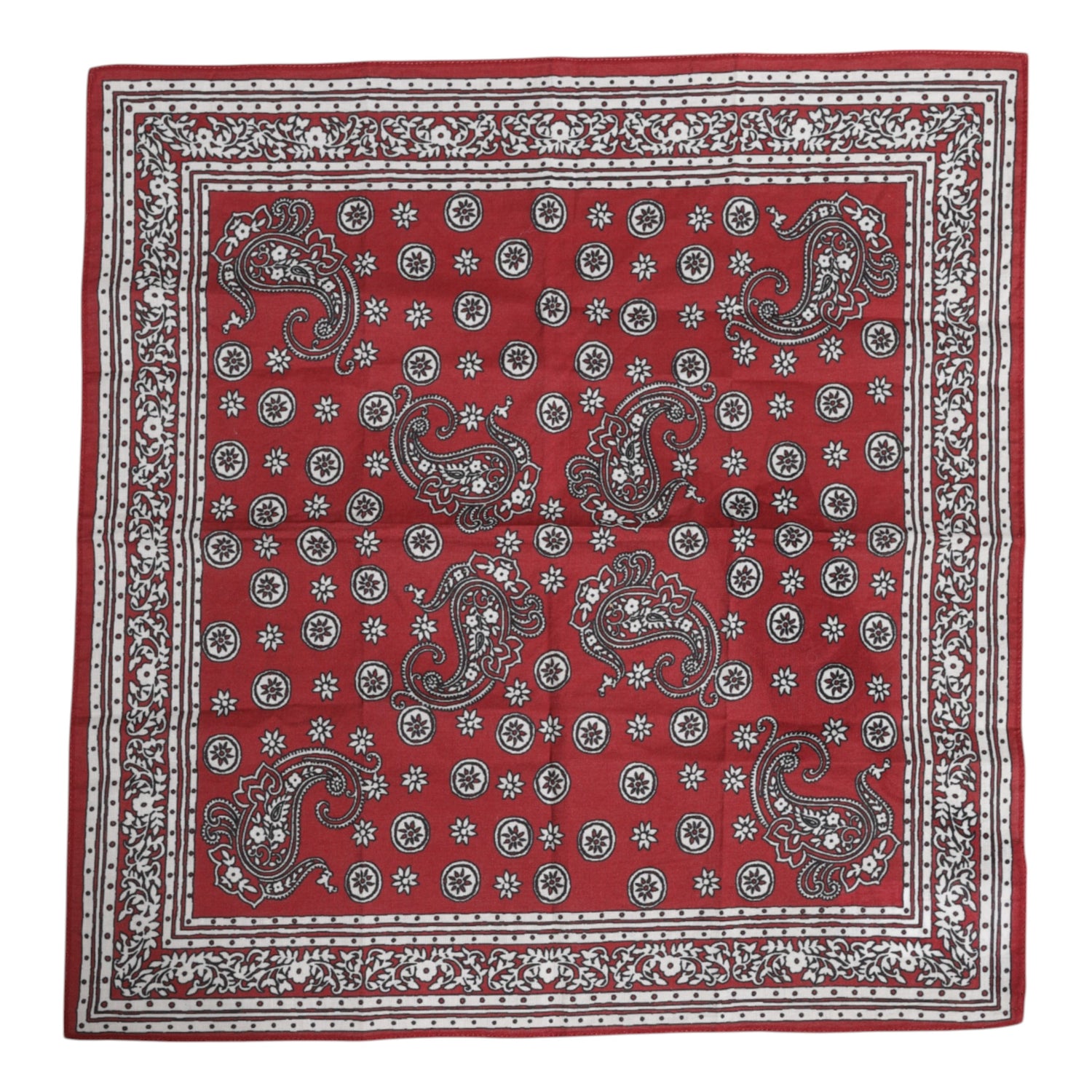 Dolce &amp; Gabbana Red Floral Cotton Square Foulard Scarf