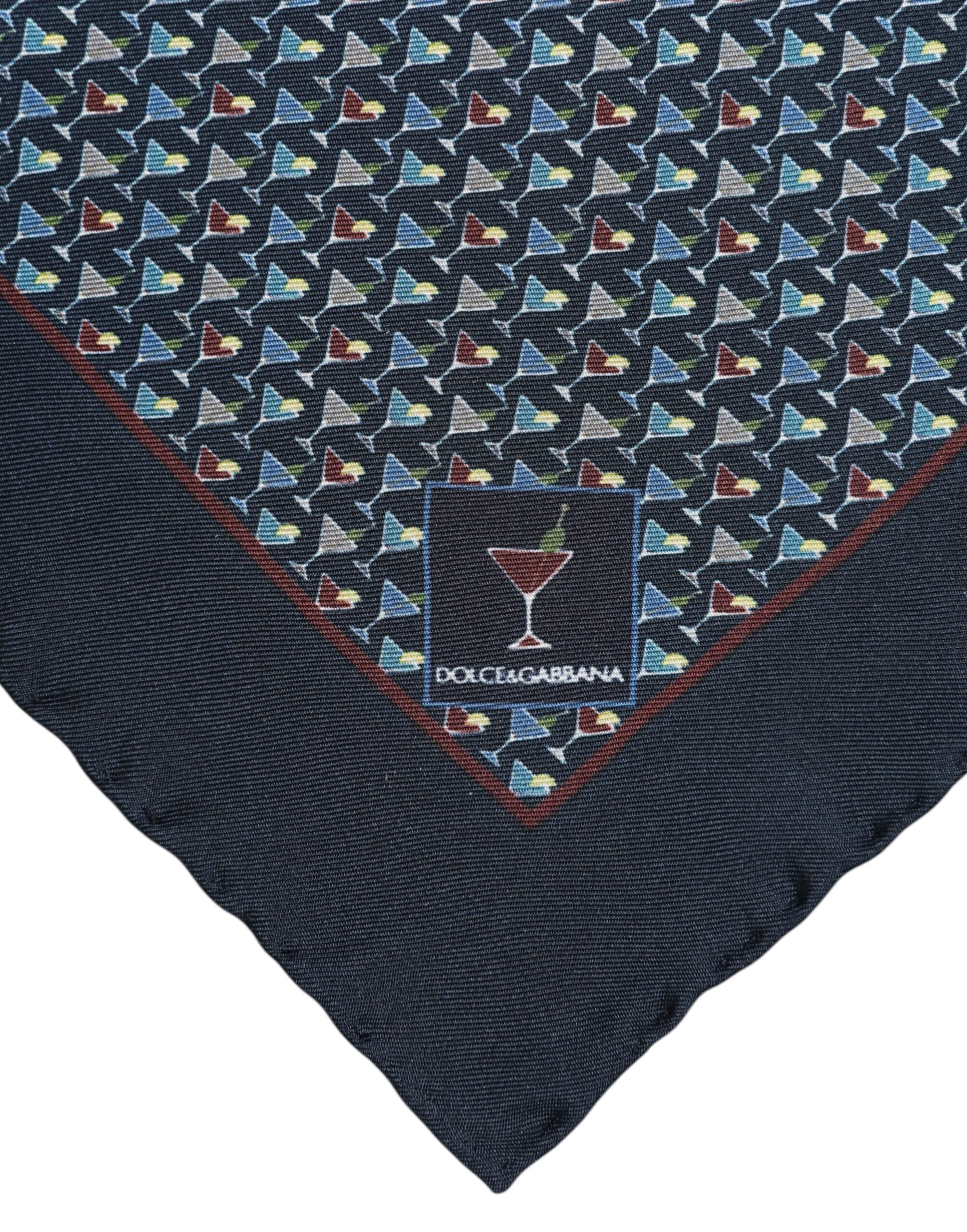 Dolce &amp; Gabbana Blue Cocktail Silk Square Foulard Scarf