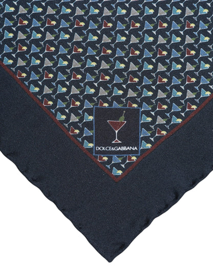 Dolce &amp; Gabbana Blue Cocktail Silk Square Foulard Scarf