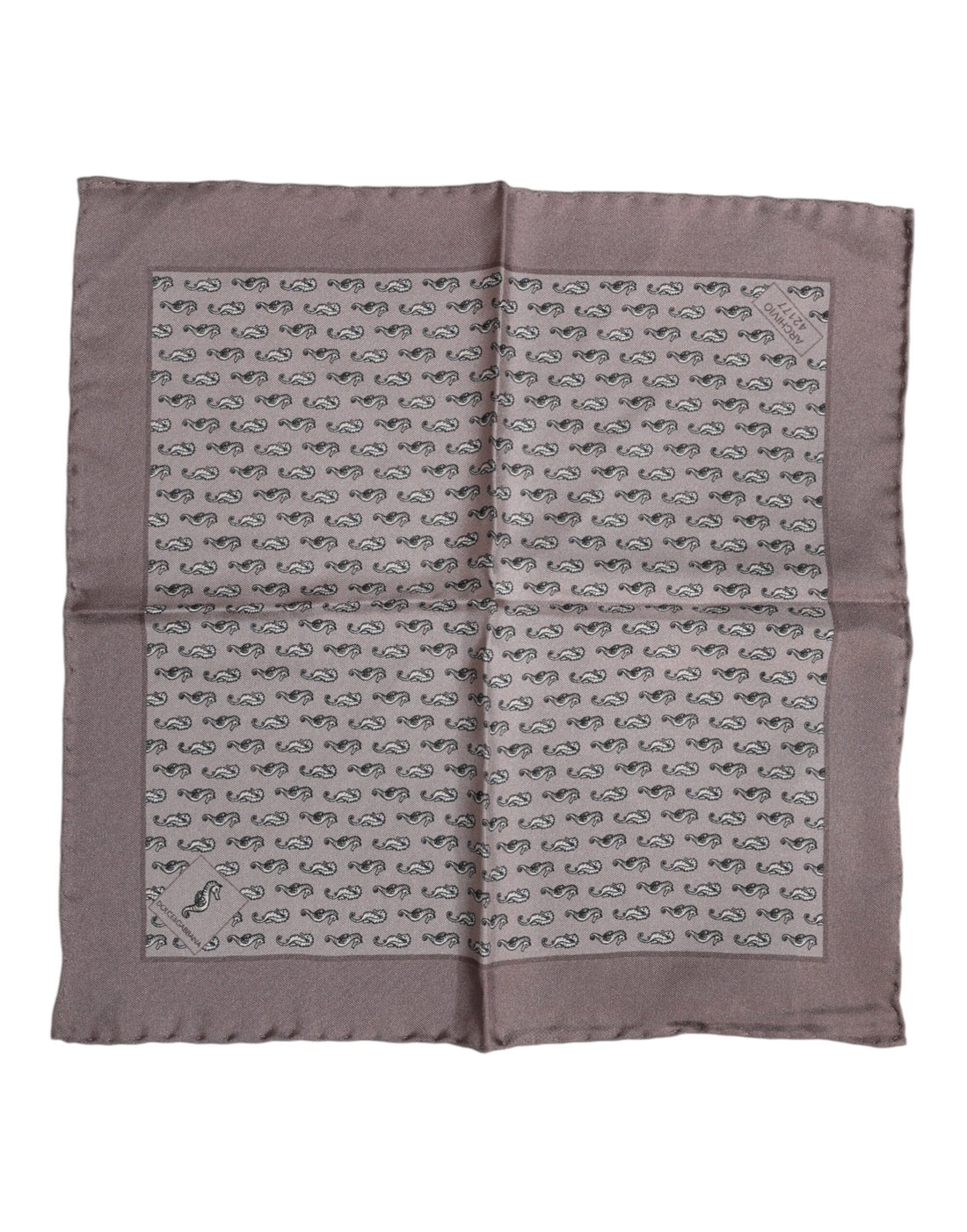 Dolce &amp; Gabbana Brown Sea Horse Silk Square Foulard Scarf