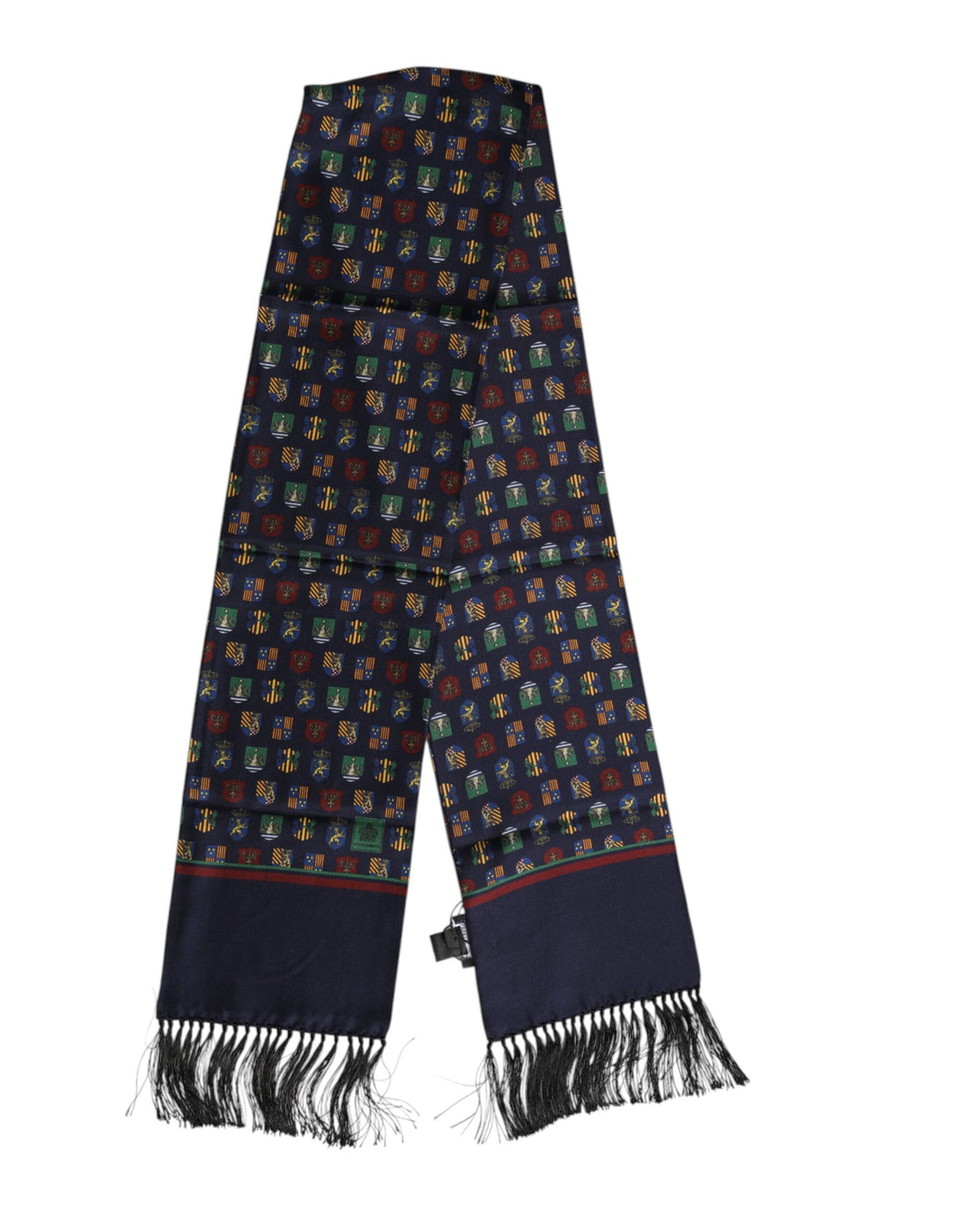 Dolce &amp; Gabbana Blue Silk Printed Fringes Foulard Scarf