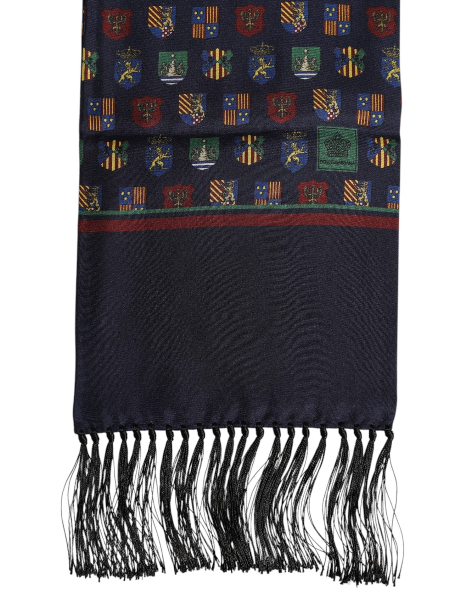 Dolce &amp; Gabbana Blue Silk Printed Fringes Foulard Scarf