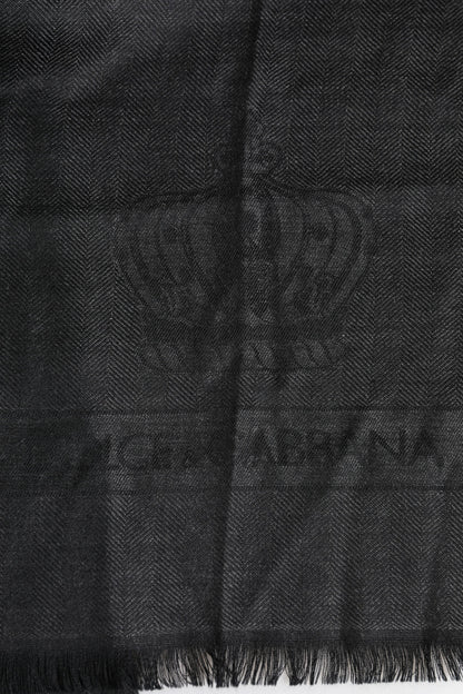 Dolce &amp; Gabbana Dark Gray Cashmere Fringes Neck Warmer Scarf