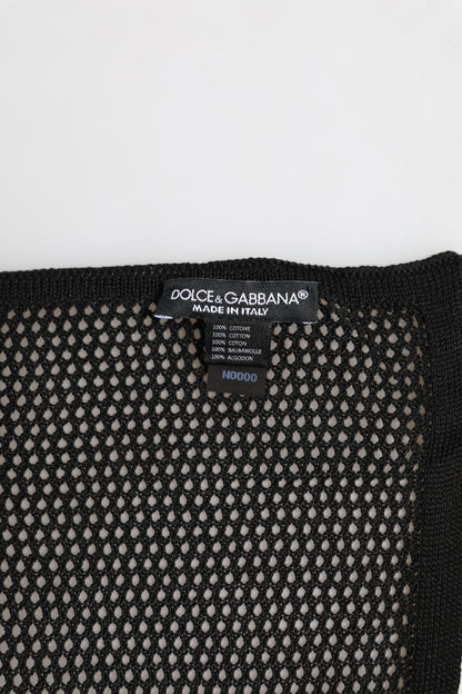 Dolce &amp;amp; Gabbana Svart Mönstrad Fyrkantig Foulard Halsduk i Bomull