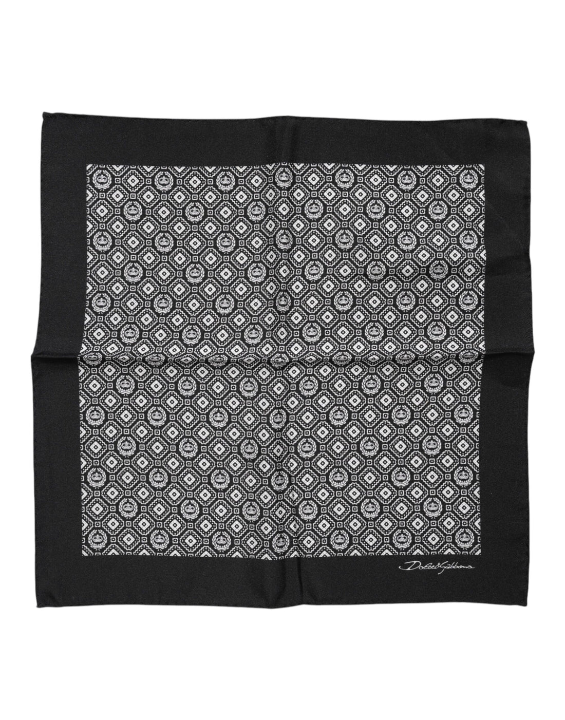 Dolce &amp; Gabbana Black White Patterned Square Foulard Scarf