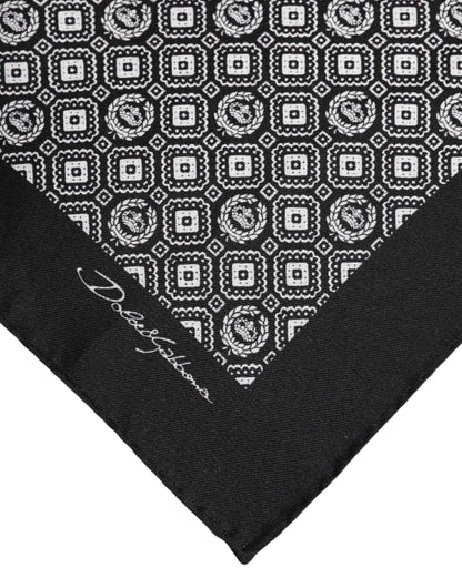 Dolce &amp;amp; Gabbana Svartvit Mönstrad Fyrkantig Foulard Halsduk