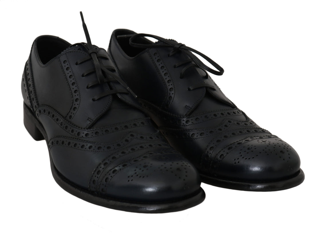 Dolce &amp;amp; Gabbana Mörkblå Läder Wingtip Oxford Finskor