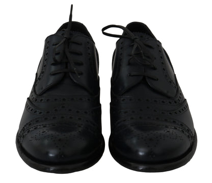 Dolce &amp; Gabbana Dark Blue Leather Wingtip Oxford Dress Shoes
