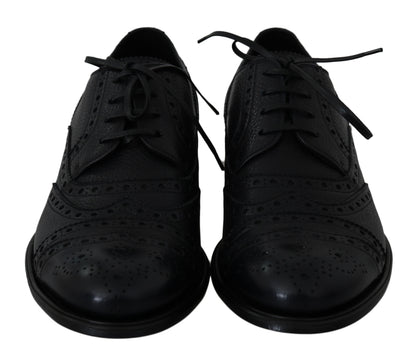 Dolce &amp; Gabbana Blue Leather Wingtip Oxford Dress  Shoes