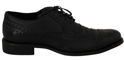 Dolce &amp; Gabbana Blue Leather Wingtip Oxford Dress  Shoes