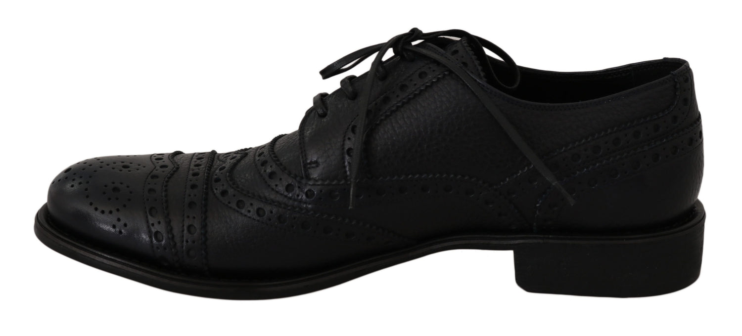 Dolce &amp; Gabbana Blue Leather Wingtip Oxford Dress  Shoes