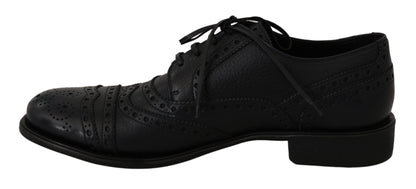Dolce &amp; Gabbana Blue Leather Wingtip Oxford Dress  Shoes