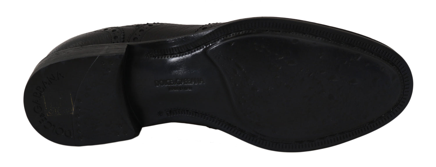 Dolce &amp; Gabbana Blue Leather Wingtip Oxford Dress  Shoes