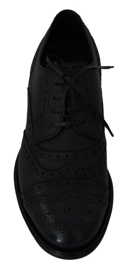 Dolce &amp; Gabbana Blue Leather Wingtip Oxford Dress  Shoes