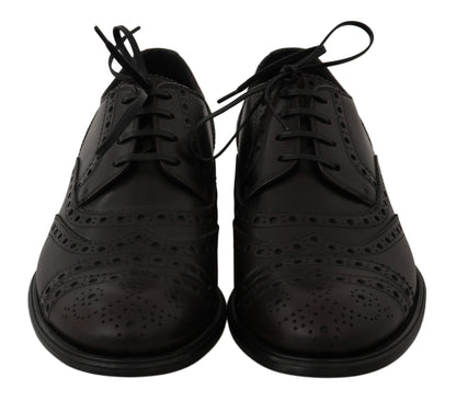 Dolce &amp; Gabbana Black Leather Wingtip Oxford Dress  Shoes