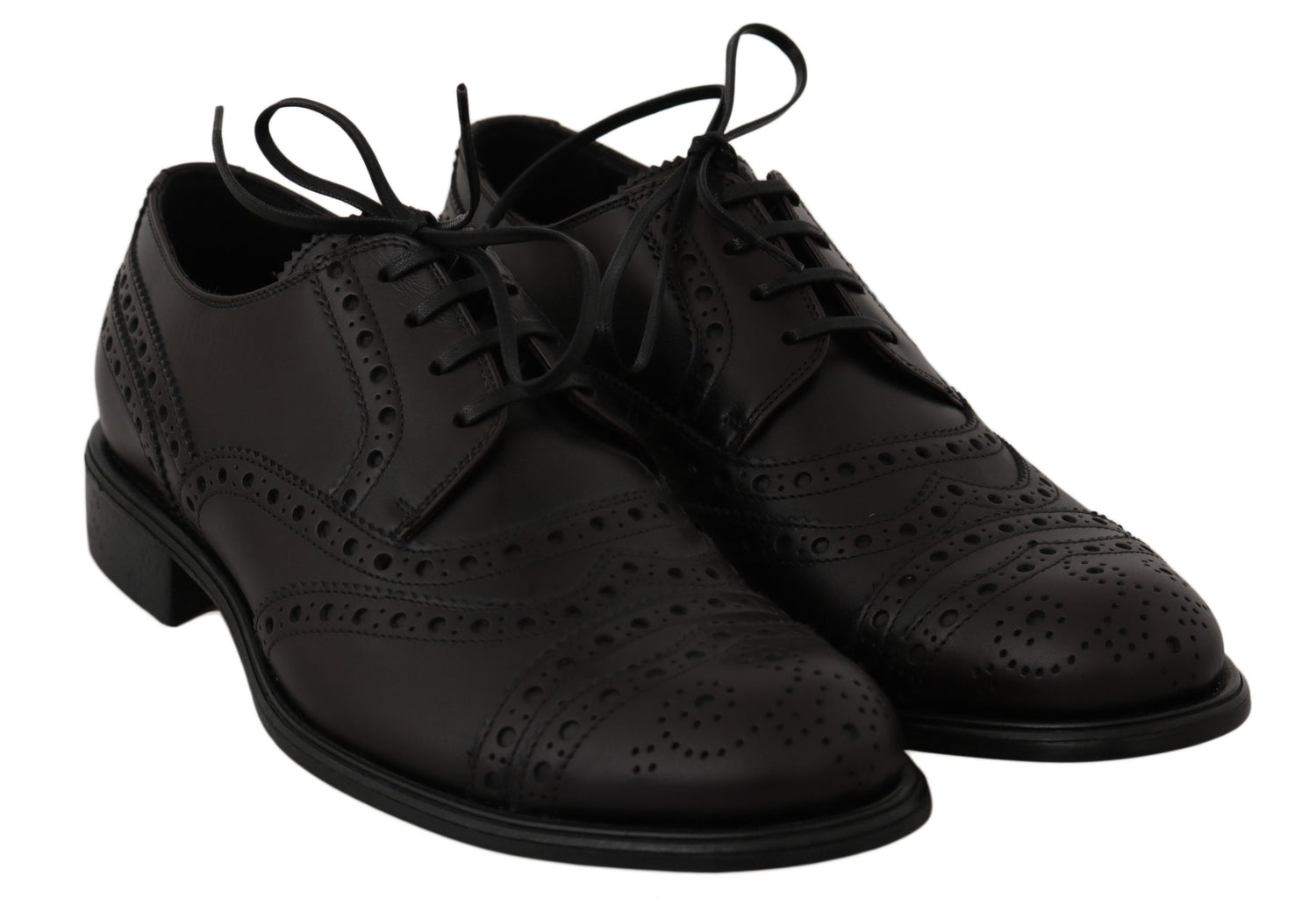 Dolce &amp; Gabbana Black Leather Wingtip Oxford Dress  Shoes